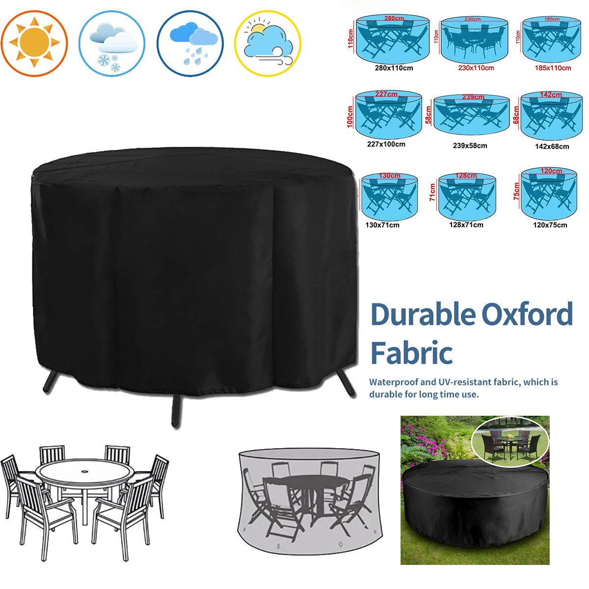 Outdoor Furniture Sunbrella - Penutup Bulat Penutup Furnitur Taman Luar