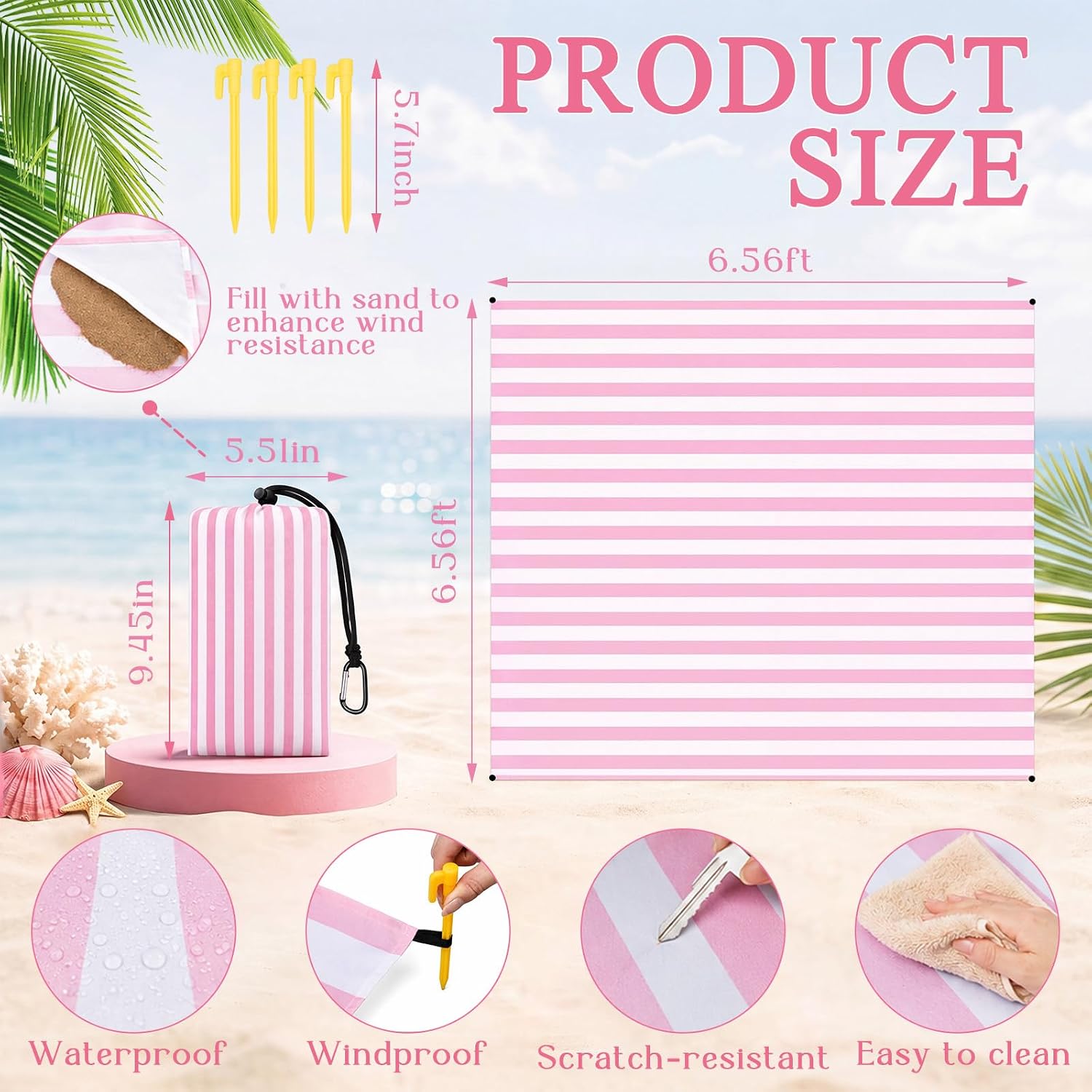 Payung Pantai Bergaris Merah M - Outdoor Furniture With Umbrella ulasan dan harga
